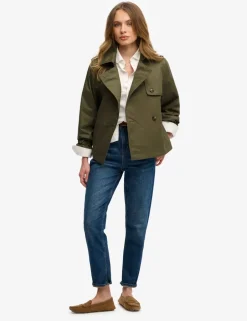 Cotton Rich Collared Short Trench Coat
