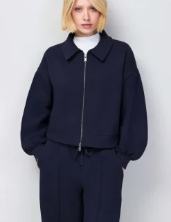 Cotton Rich Collared Sweatshirt Bomber Jacket