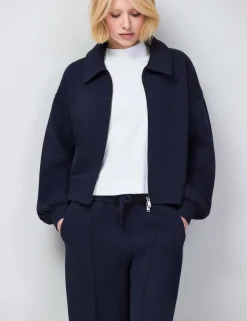Cotton Rich Collared Sweatshirt Bomber Jacket