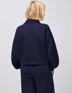 Cotton Rich Collared Sweatshirt Bomber Jacket