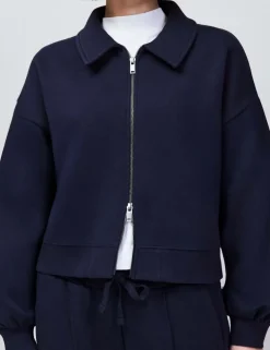 Cotton Rich Collared Sweatshirt Bomber Jacket
