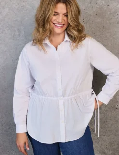 Cotton Rich Collared Tie Waist Shirt