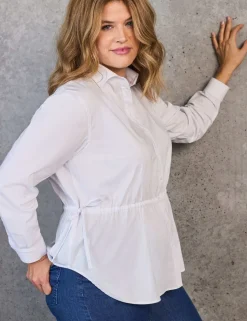 Cotton Rich Collared Tie Waist Shirt