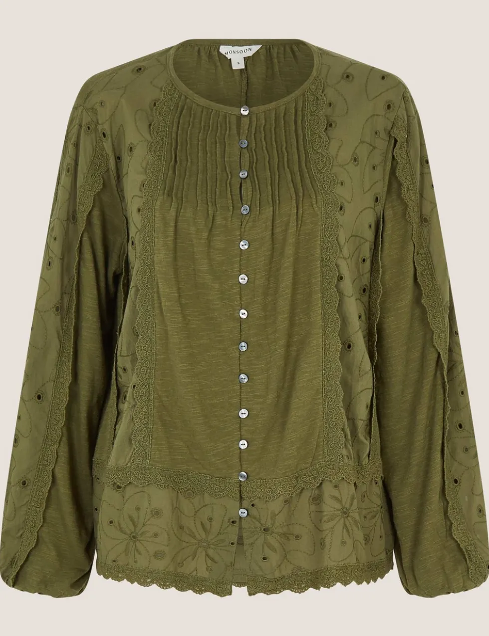 Cotton Rich Crew Neck Blouse