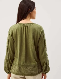 Cotton Rich Crew Neck Blouse