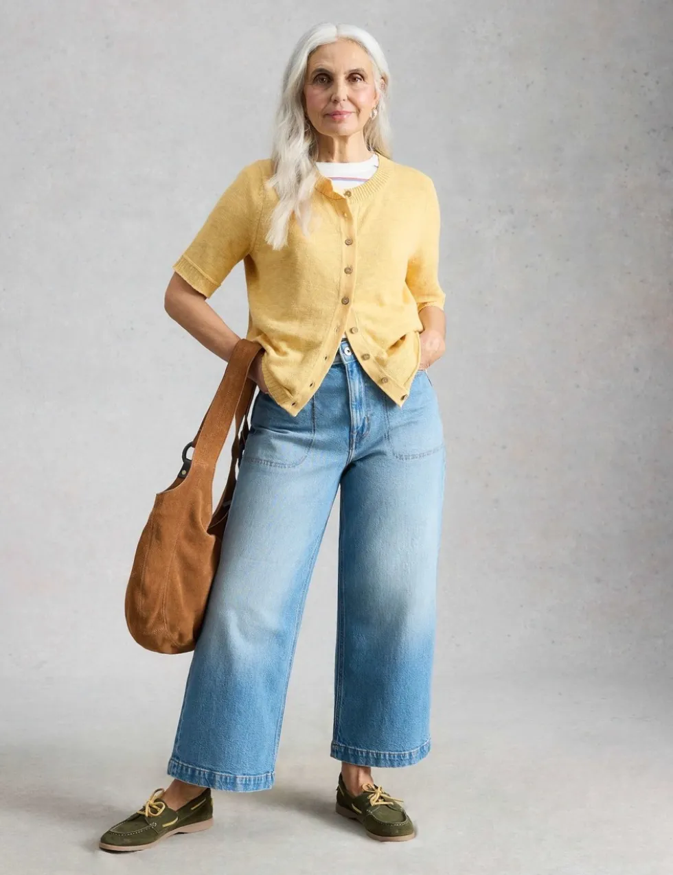 Cotton Rich Crew Neck Button Front Cardigan