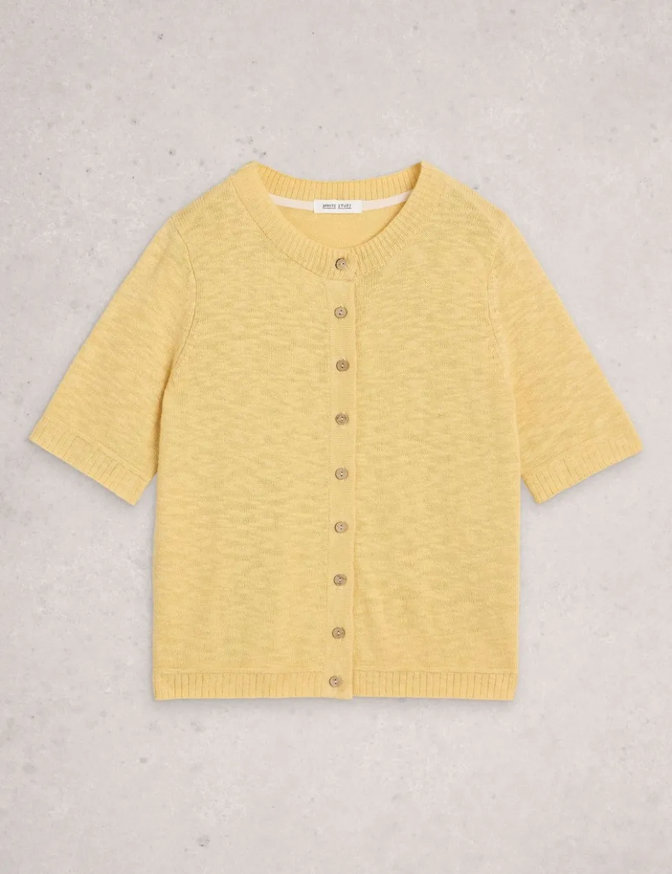Cotton Rich Crew Neck Button Front Cardigan