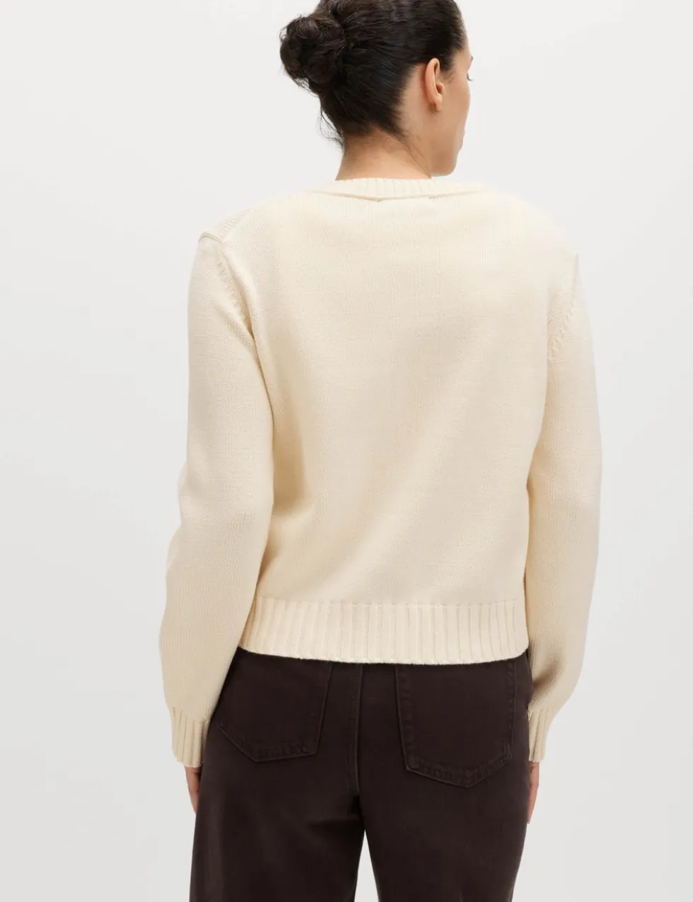 Cotton Rich Crew Neck Button Front Cardigan