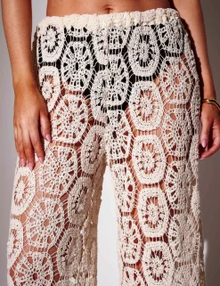 Cotton Rich Crochet Style Wide Leg Trousers