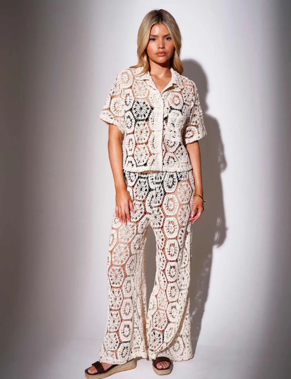 Cotton Rich Crochet-Style Shirt
