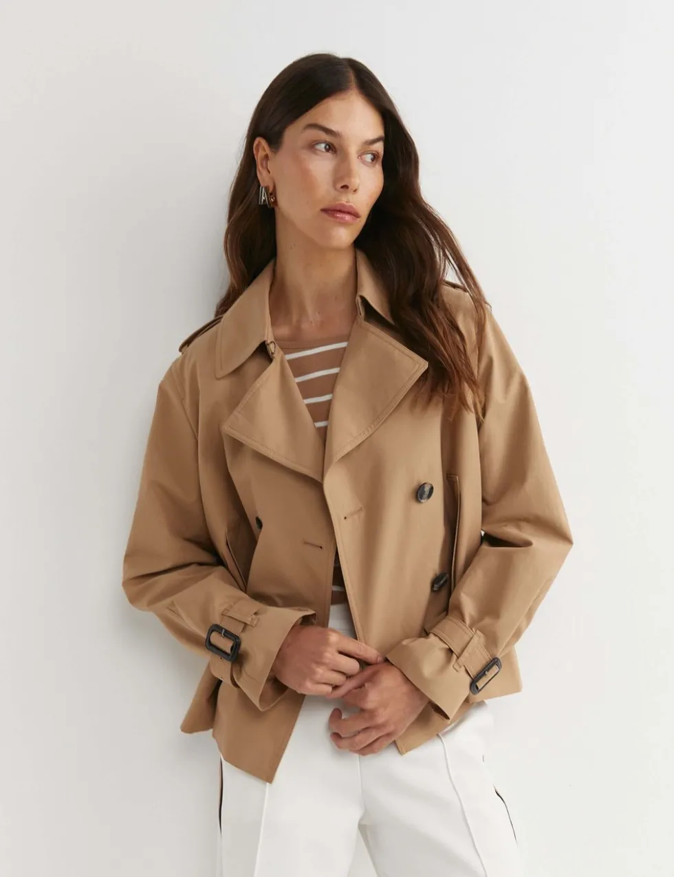 Cotton Rich Cropped Trench Coat