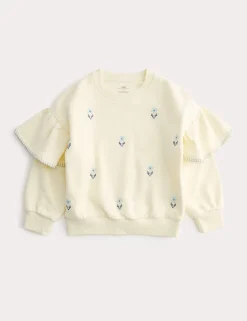 Cotton Rich Cross Stitch Frill Sweatshirt (2-8 Yrs)