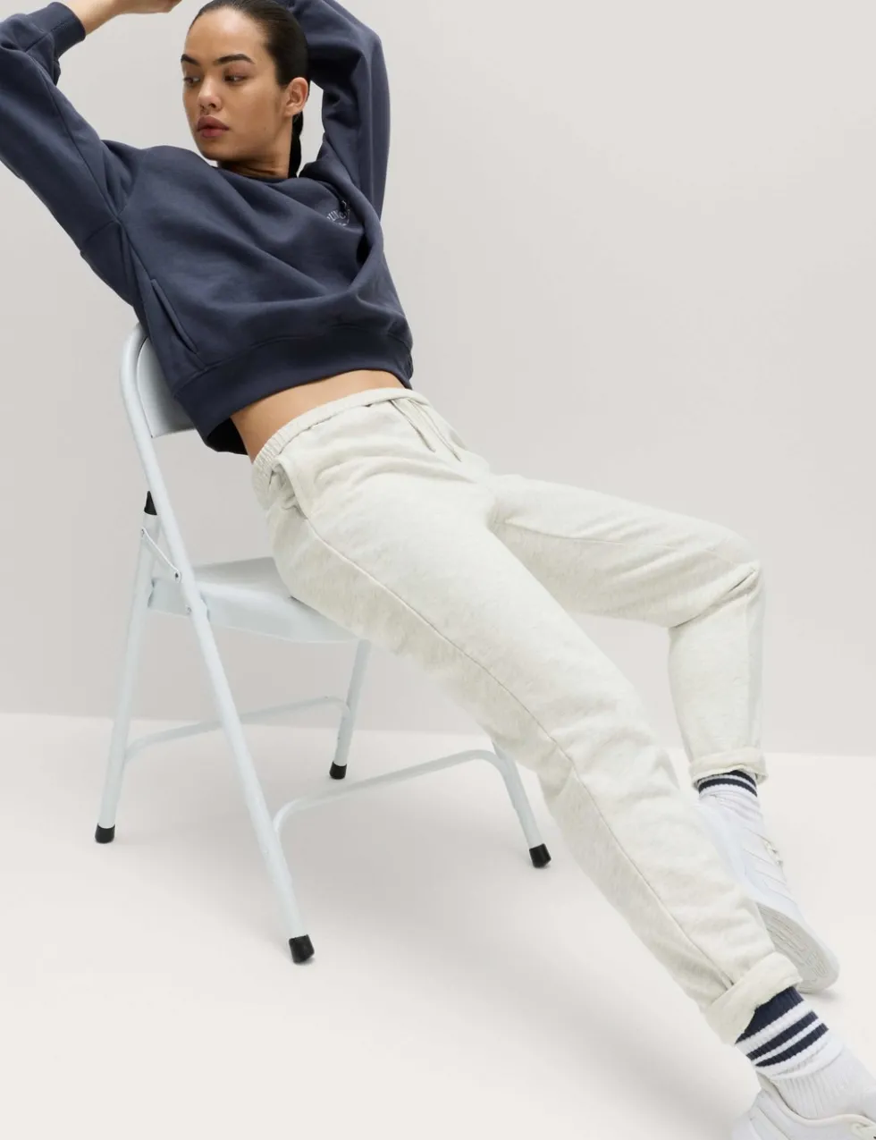 Cotton Rich Cuffed High Waisted Tapered Joggers