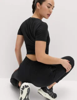 Cotton Rich Cuffed High Waisted Tapered Joggers