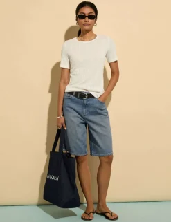 Cotton Rich Denim High Waisted Shorts
