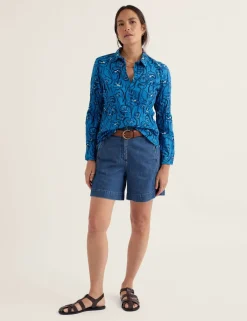 Cotton Rich Denim High Waisted Shorts