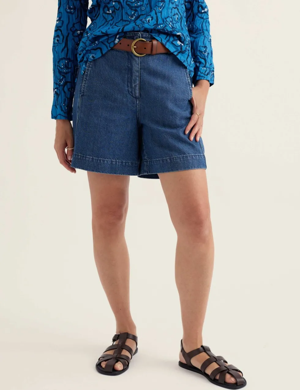 Cotton Rich Denim High Waisted Shorts