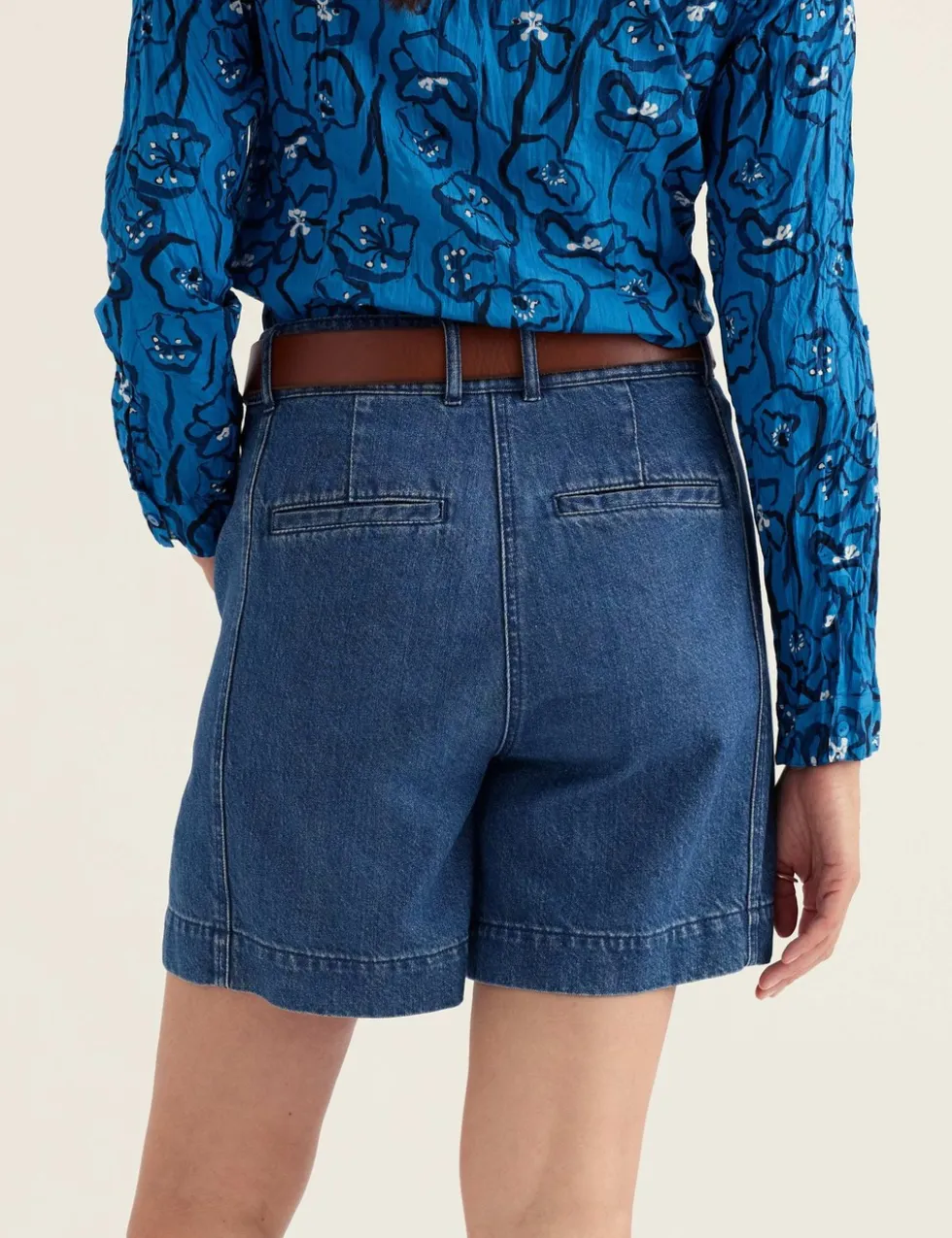 Cotton Rich Denim High Waisted Shorts
