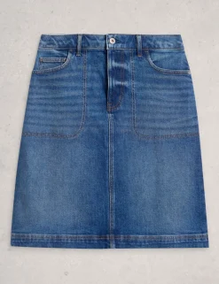 Cotton Rich Denim Knee Length Skirt