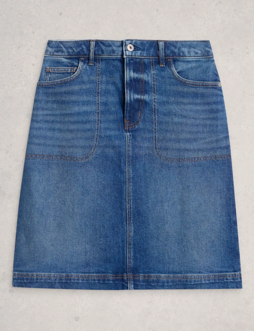 Cotton Rich Denim Knee Length Skirt