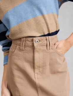 Cotton Rich Denim Split Front Midi Skirt