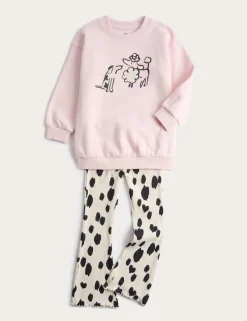 Cotton Rich Dog Print Top & Bottom Outfit (2-7 Yrs)