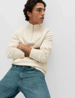 Cotton Rich Double Knit Half Zip Sweatshirt