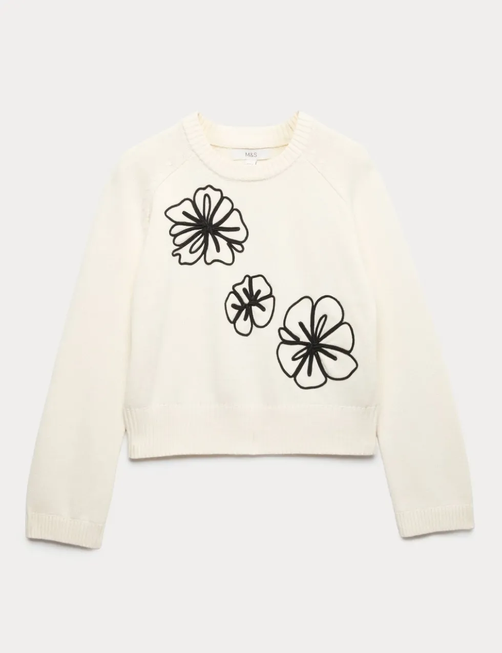 Cotton Rich Embroidered Crew Neck Jumper