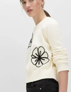 Cotton Rich Embroidered Crew Neck Jumper