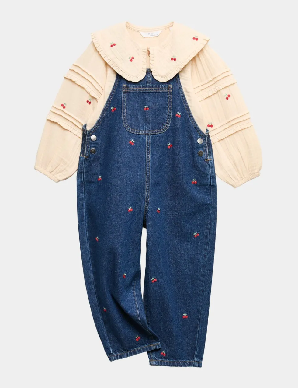 Cotton Rich Embroidered Dungaree Outfit (2-10 Yrs)