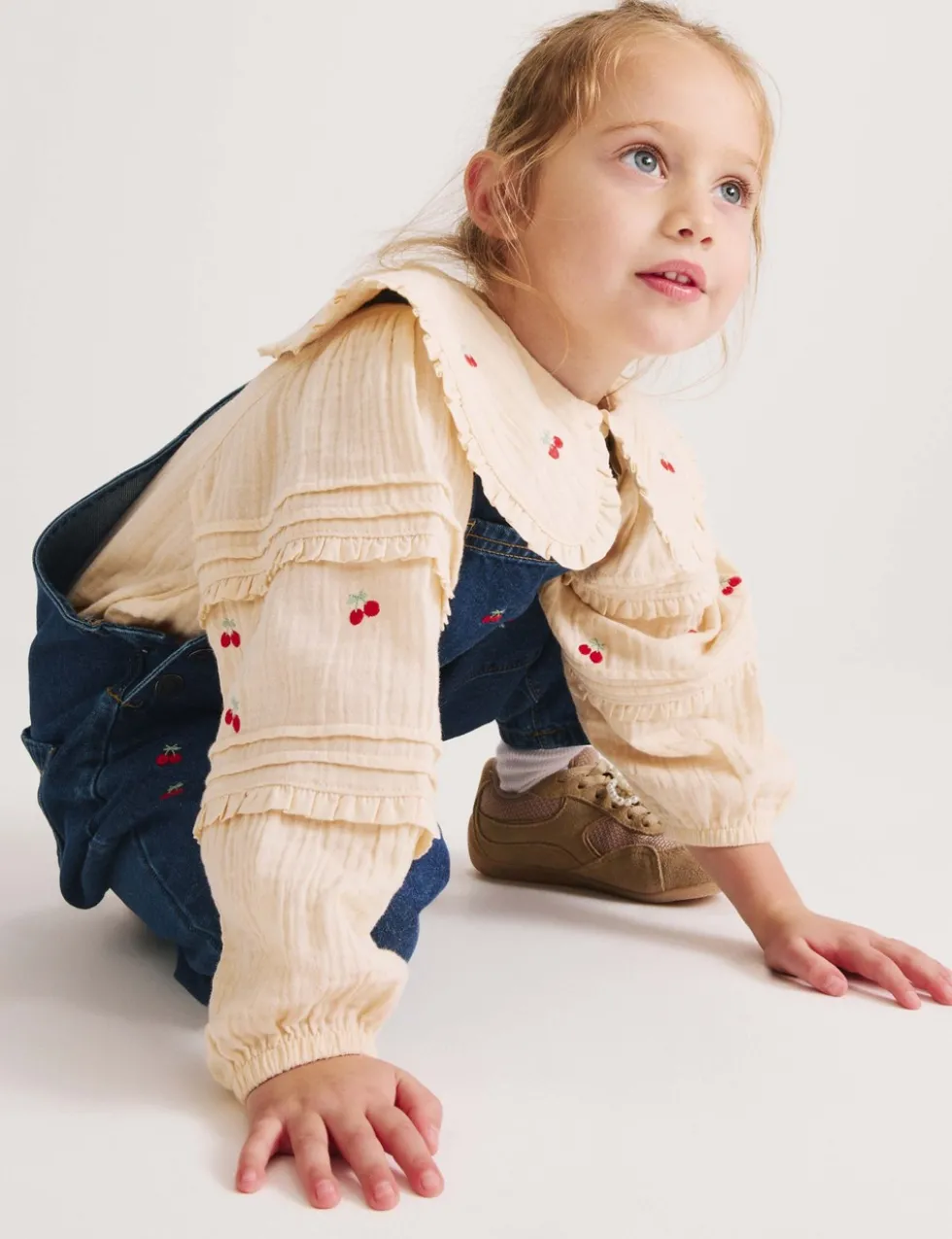 Cotton Rich Embroidered Dungaree Outfit (2-10 Yrs)
