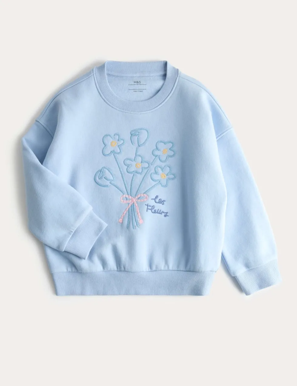 Cotton Rich Embroidered Floral Sweatshirt (2-8 Yrs)