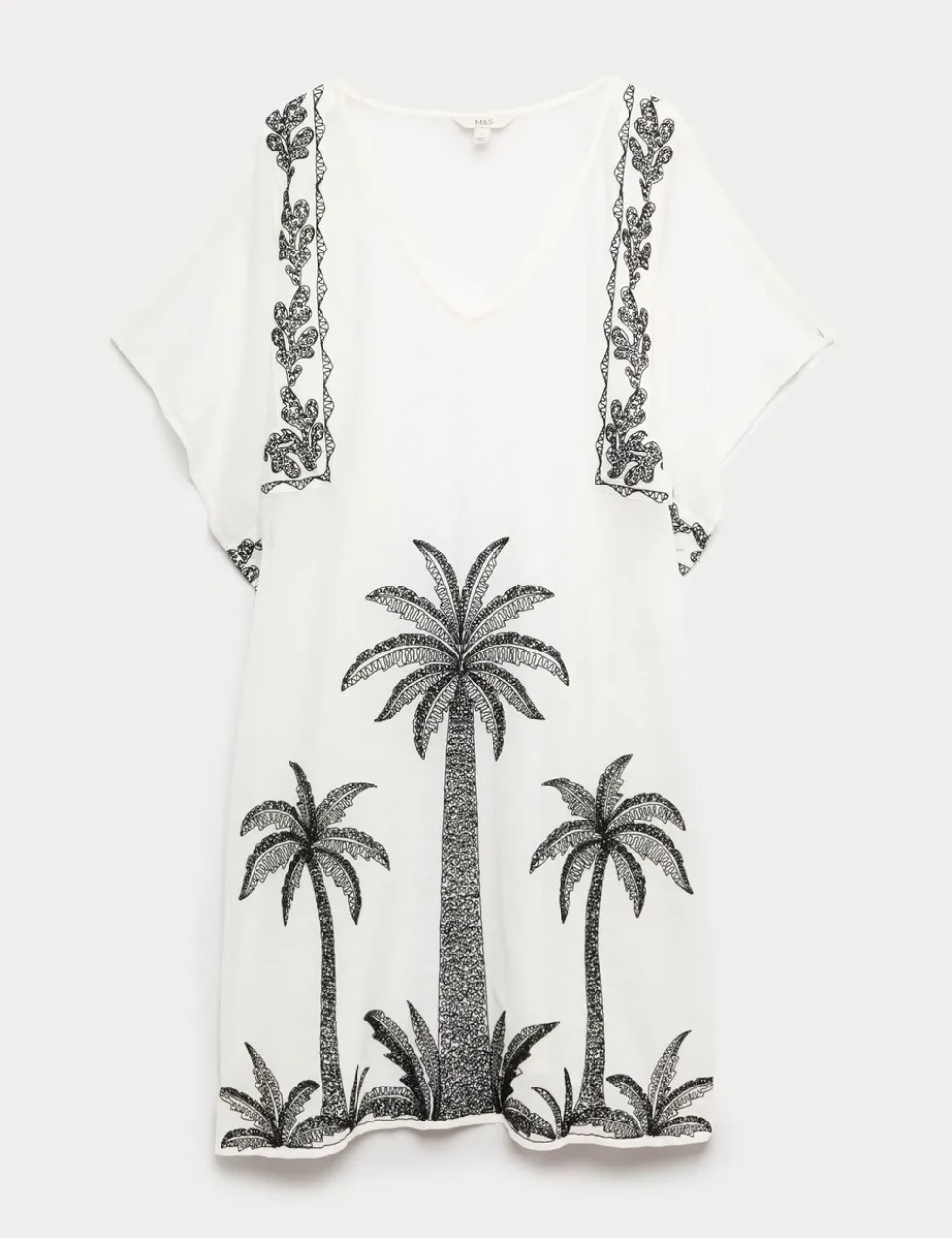 Cotton Rich Embroidered Mini Kaftan Dress