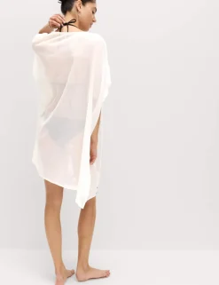 Cotton Rich Embroidered Mini Kaftan Dress