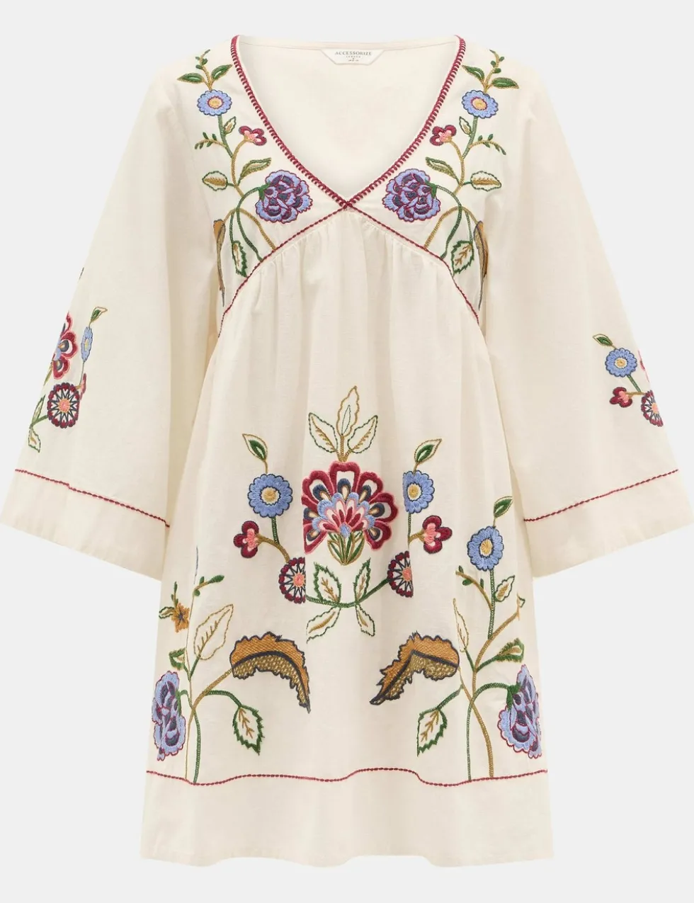 Cotton Rich Embroidered Mini Beach Dress