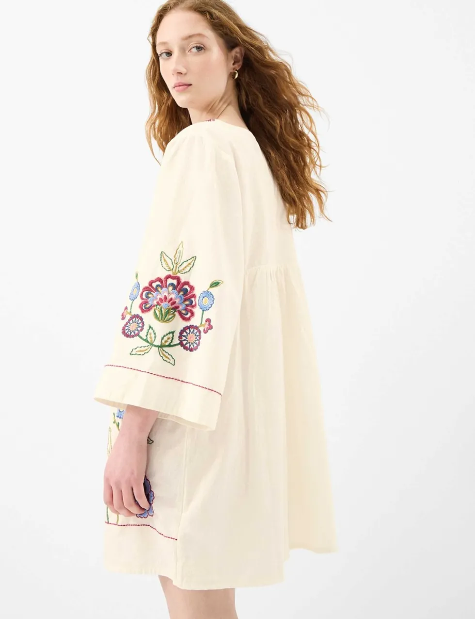 Cotton Rich Embroidered Mini Beach Dress