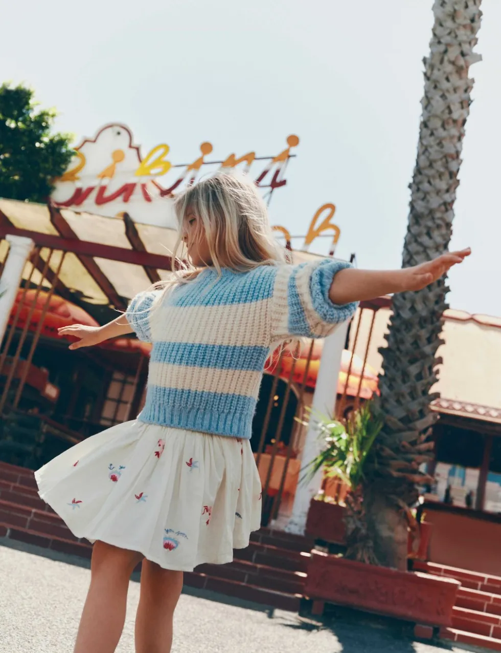 Cotton Rich Embroidered Mini Skirt (2-10 Yrs)