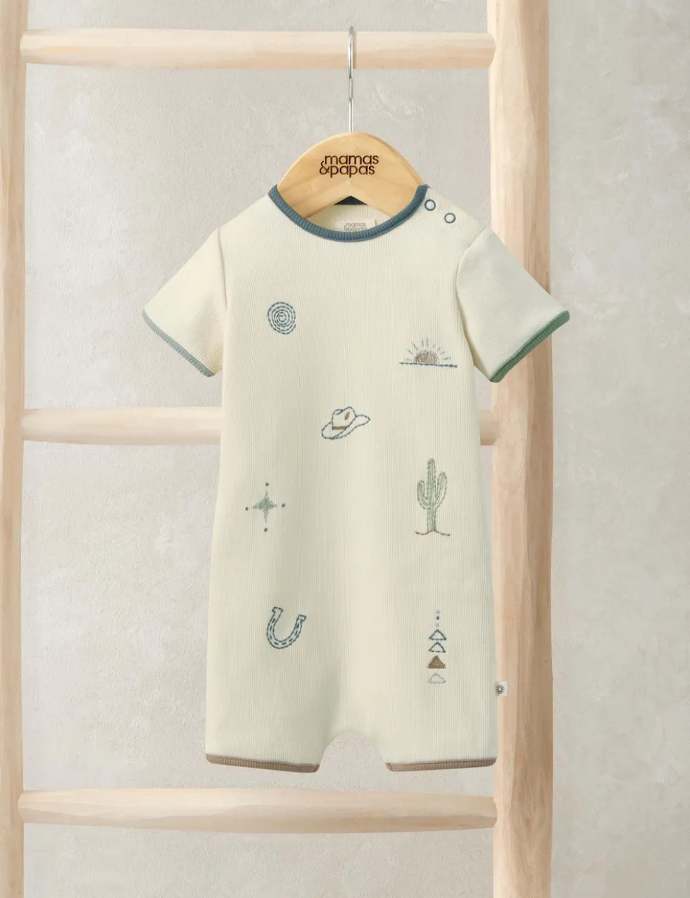Cotton Rich Embroidered Romper (7lbs-12 Mths)