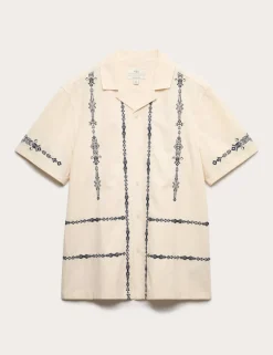 Cotton Rich Embroidered Short Sleeve Shirt