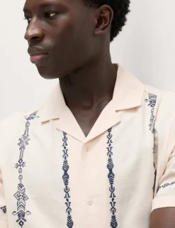 Cotton Rich Embroidered Short Sleeve Shirt