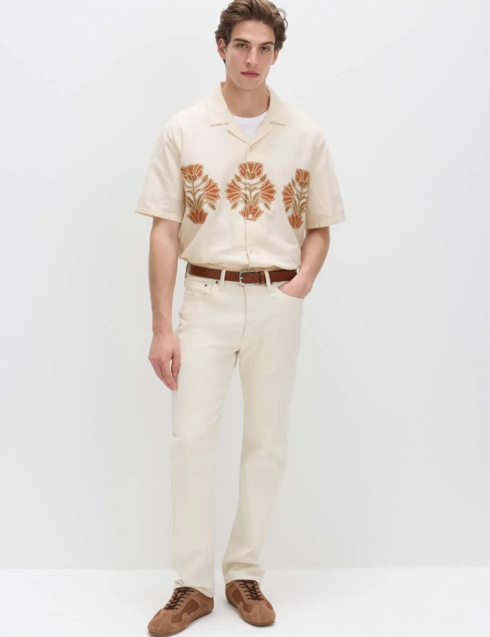 Cotton Rich Embroidered Short Sleeve Shirt