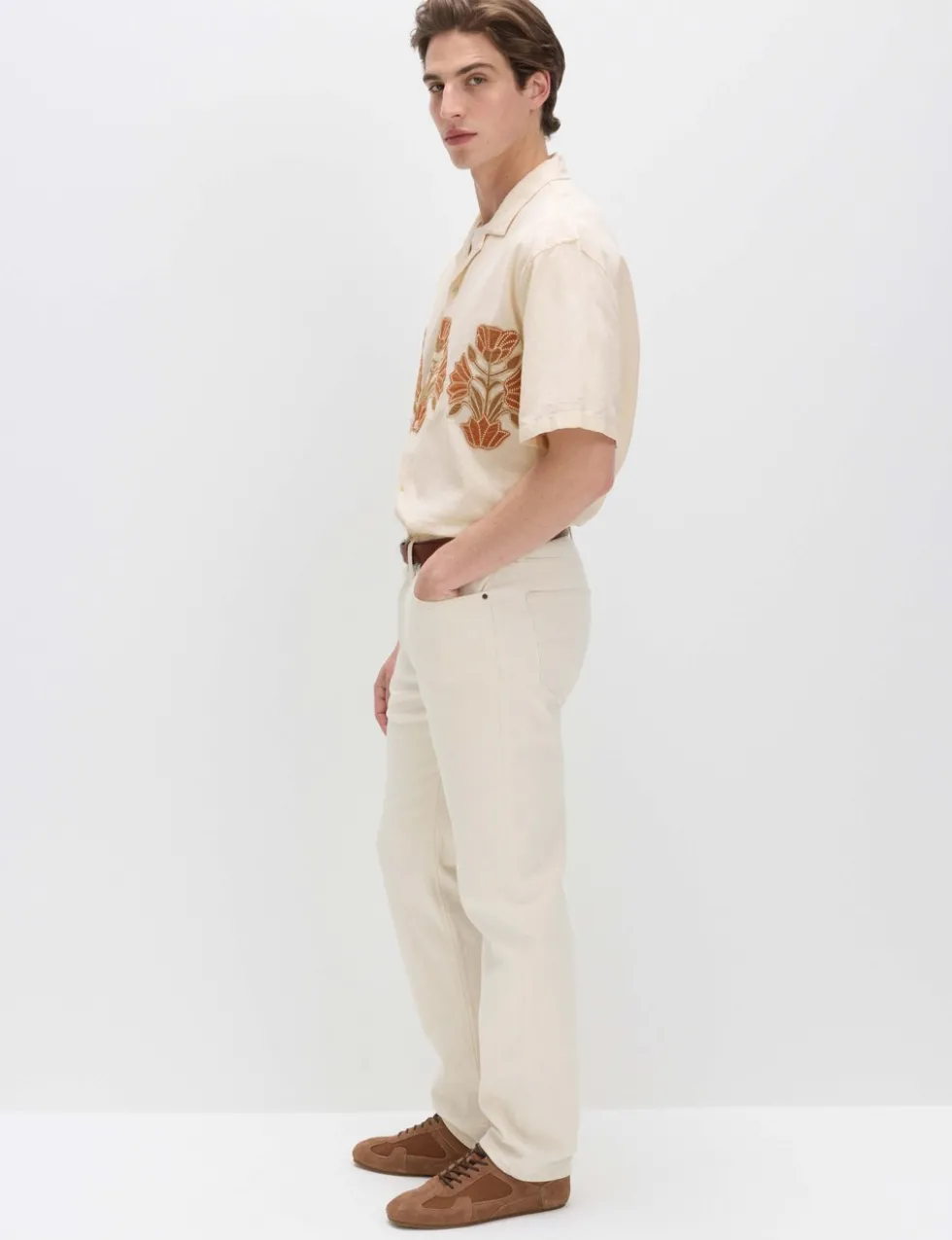 Cotton Rich Embroidered Short Sleeve Shirt