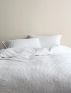 Cotton Rich Embroidered Seersucker Bedding Set