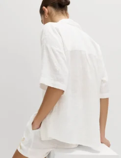 Cotton Rich Embroidered Short Sleeve Beach Shirt