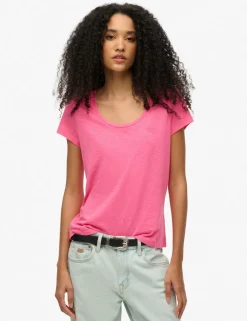 Cotton Rich Embroidered Scoop Neck T-Shirt