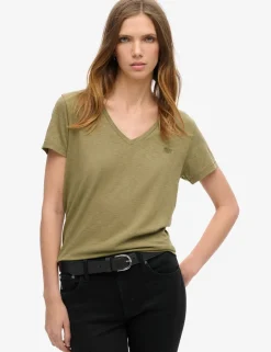 Cotton Rich Embroidered V-Neck T-Shirt
