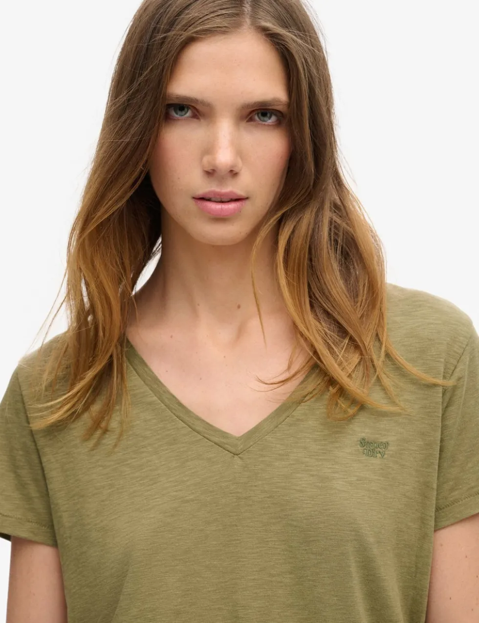 Cotton Rich Embroidered V-Neck T-Shirt