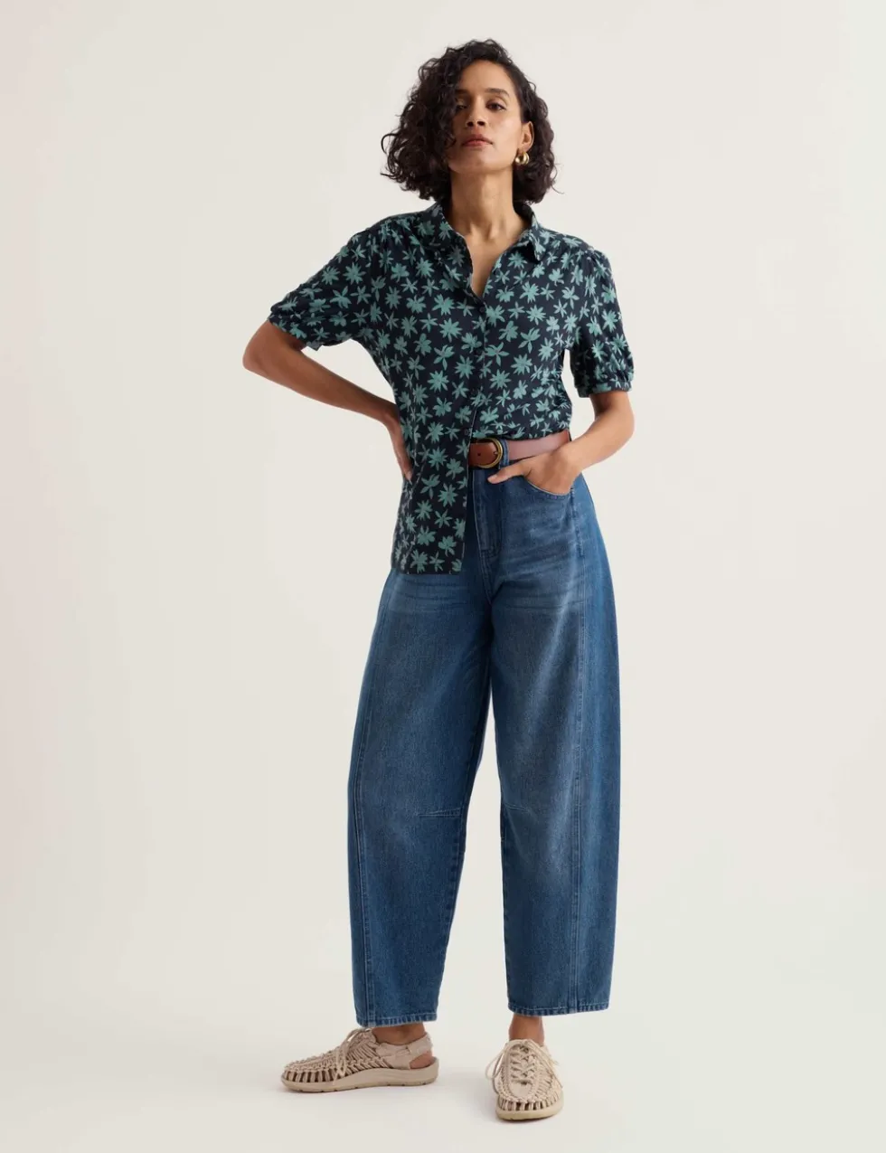 Cotton Rich Floral Collared Shirt