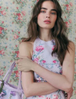 Cotton Rich Floral Halter Neck Mini Dress