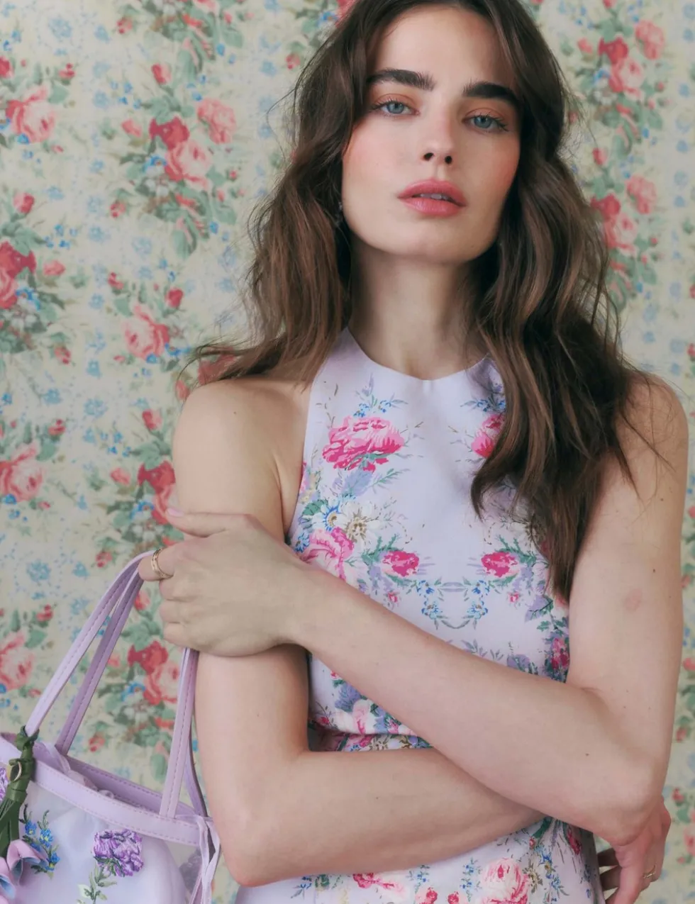 Cotton Rich Floral Halter Neck Mini Dress